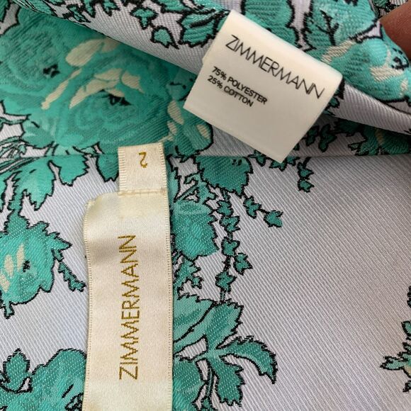 Zimmermann Tempo Brocade Plunge Bodice Floral Green 2 US 8 M L - Picture 7 of 12